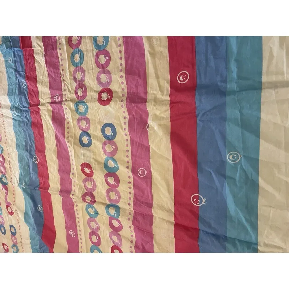 Stripes Apple Motif Double Size Duvet Cover 100% Cotton 82x57 Very Soft